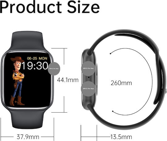 WearFit HW22 Pro Max 45mm Smartwatch with Heart Rate Monitor (Total Black) vista 7