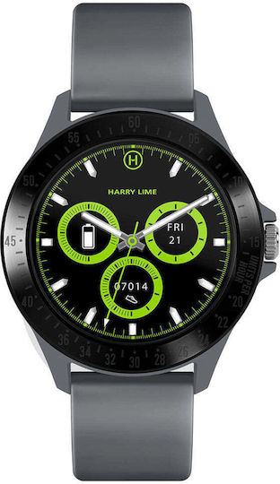 Harry Lime Aluminium 44mm Smartwatch with Heart Rate Monitor (Black / Grey Silicone) view 2