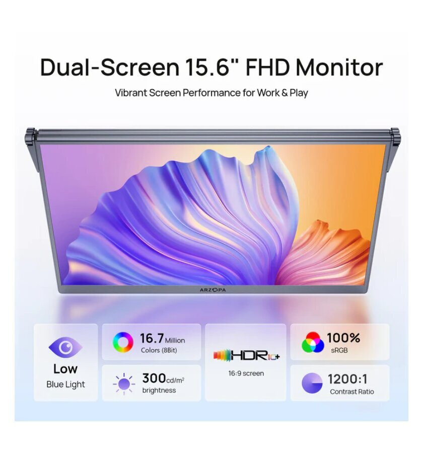 Arzopa E1 Dual HDR Monitor 15.6" FHD 1920x1080 view 7