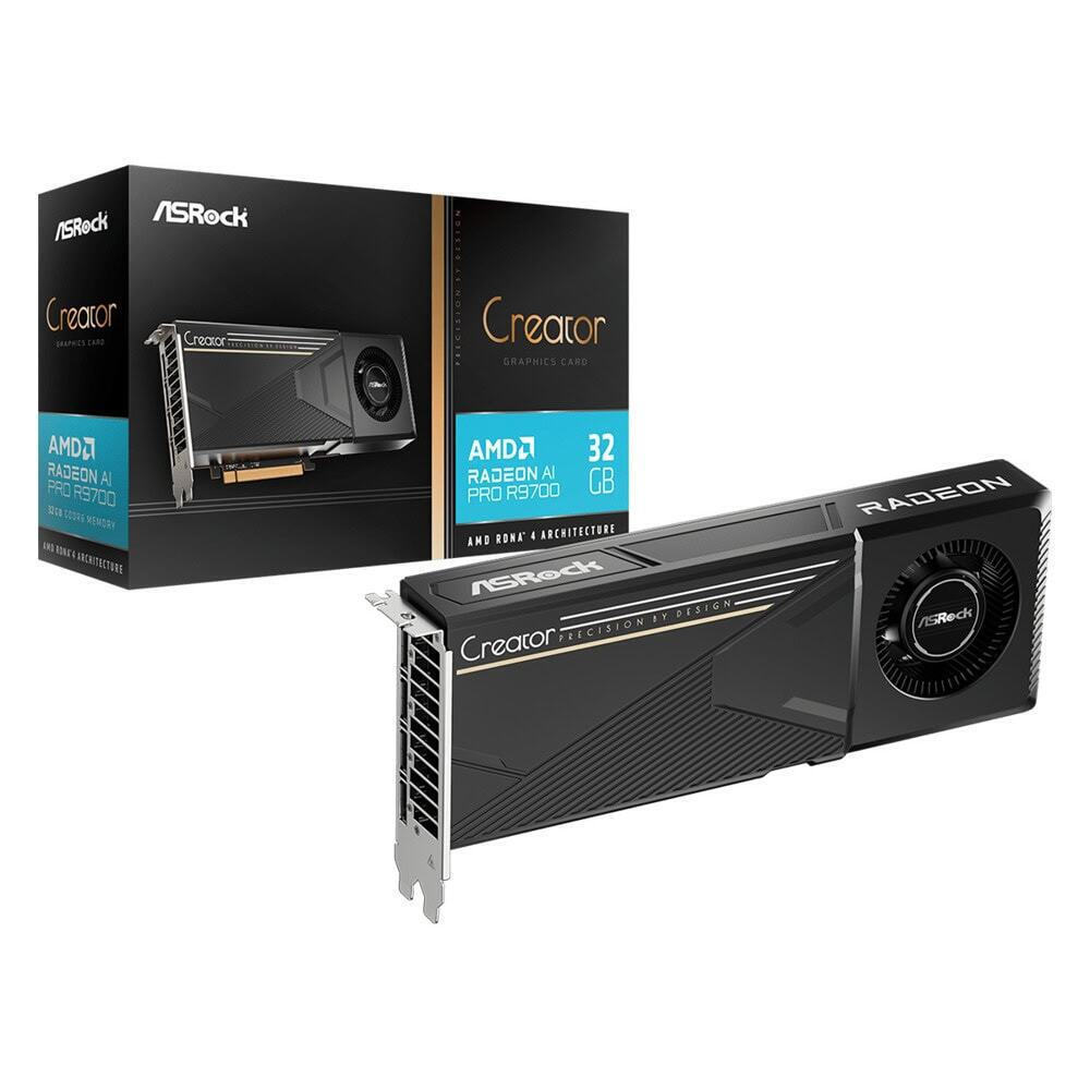 ASRock Radeon AI Pro R9700 32GB GDDR6 Creator Graphics Card view 1