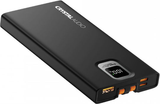 Crystal Audio PBK8 Power Bank 10000mAh 20W with USB-A Port and USB-C Port Power Delivery Black view 2