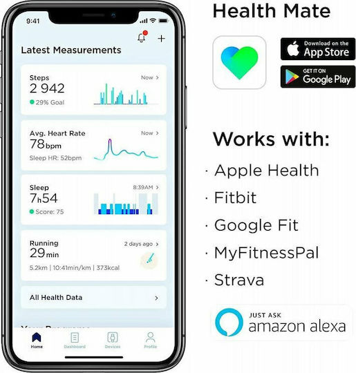 Withings Steel HR Sport Waterproof Smartwatch with Heart Rate Monitor (White) view 2