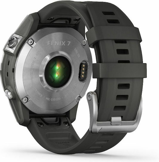 Garmin Fenix 7 Stainless Steel 47mm Waterproof Smartwatch with Heart Rate Monitor (Silver with Graphite Band) view 7
