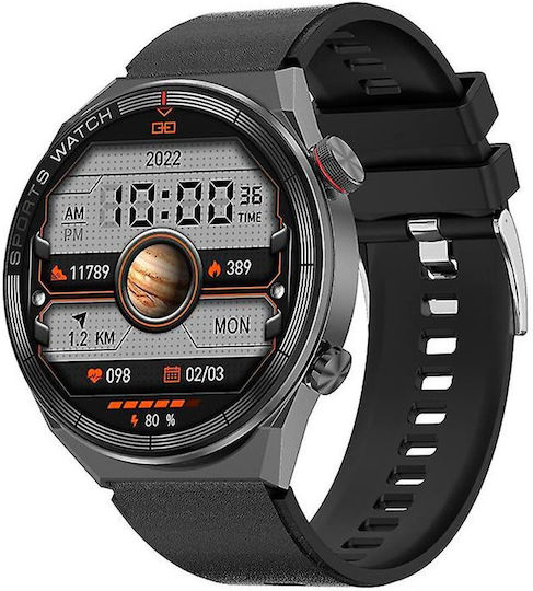 NO.1 DT3 Mate 45mm Smartwatch with Heart Rate Monitor (Black Case / Black Silicone Strap)