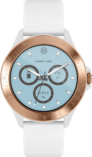 Harry Lime Aluminium 44mm Smartwatch with Heart Rate Monitor (Rose Gold / White Silicone) vue 4