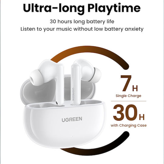 Ugreen HiTune T6 In-ear Bluetooth Handsfree Earphones with Sweat Resistance and Charging Case White vue 4
