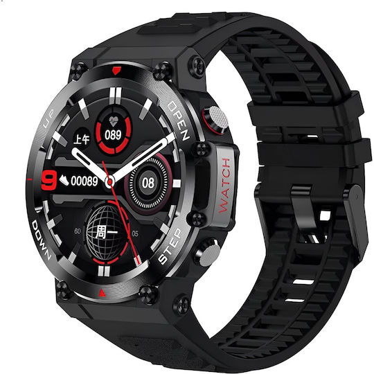 Powerwatch Smartwatch Idealstore 1.32 Hd Inch Touchscreen Call Answering Function Built-in Speaker Microphone Facebook Whatsapp Instagram Notifications Ip 68 Water Resistant Blood Pressure Pedometer Black Edition