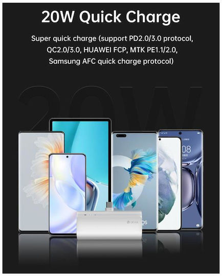 Devia EP141 Mini Pocket Power Bank 4800mAh 20W Power Delivery Black view 4