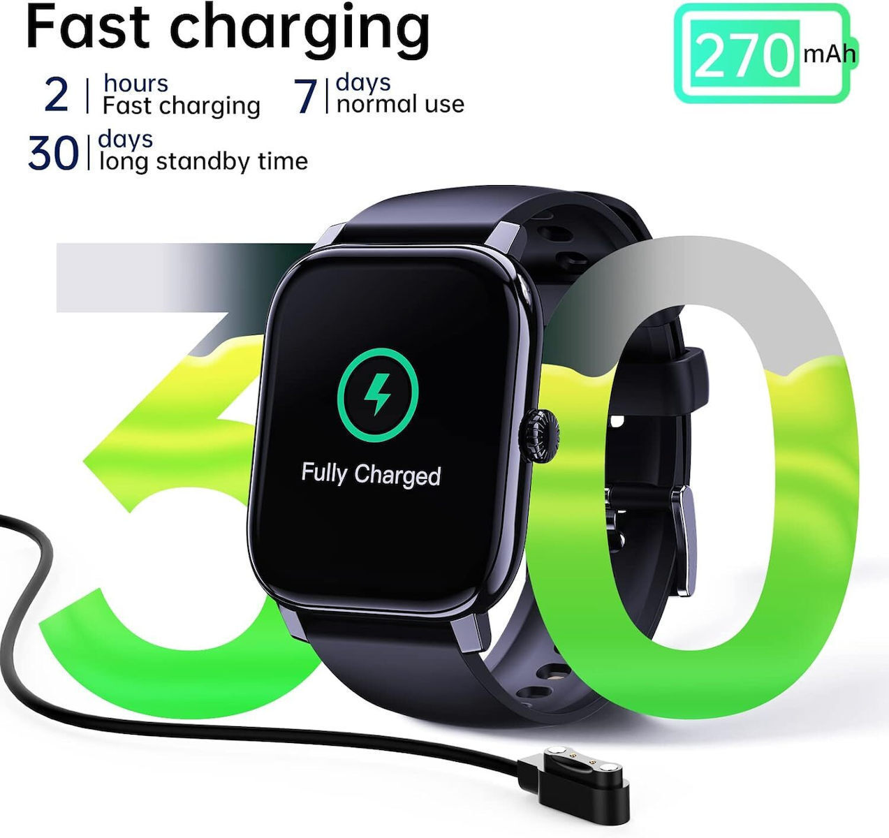 LLKBOHA P75 Smartwatch with Heart Rate Monitor (Black) view 2