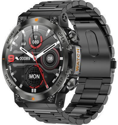 AK61 Smartwatch with Heart Rate Monitor (Black Steel) view 1