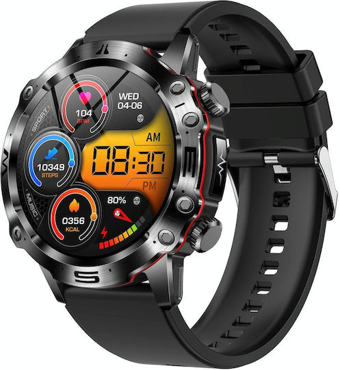 Et482 1.43 Inch Amoled Screen Sports Smart Watch Support Bluethooth Call Ecg Function Black Silicone Band view 1