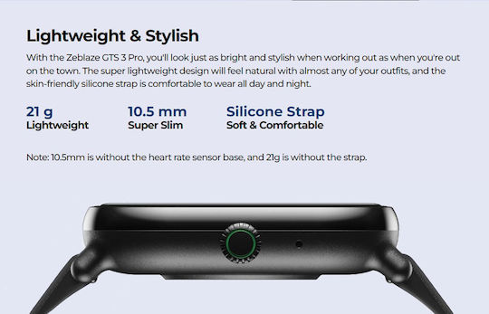 Zeblaze GTS 3 Pro Smartwatch with Heart Rate Monitor (Black) view 7