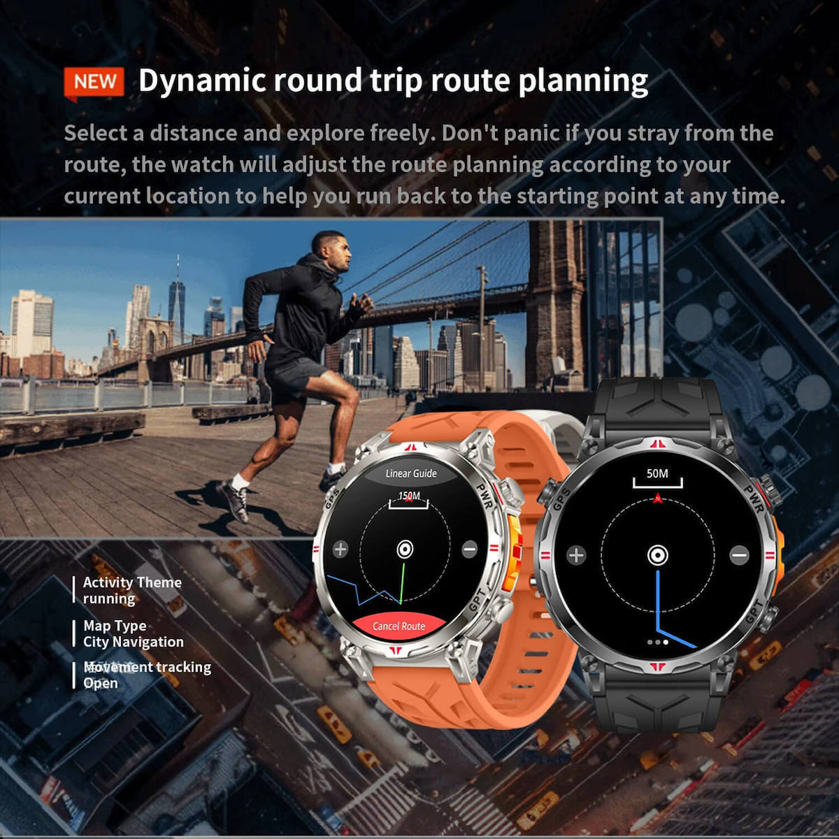 Microwear KC93 Smartwatch with Heart Rate Monitor (Orange) view 5