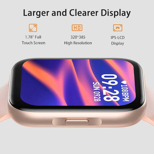 ANCwear ANC-207 Smartwatch with Heart Rate Monitor (Pink) view 2