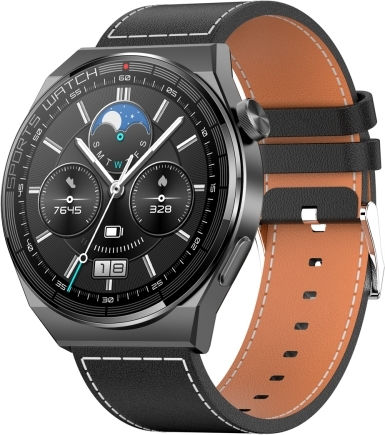 Kt62 1.36 Inch Tft Round Screen Smart Watch Supports Bluetooth Call Blood Oxygen Monitoring Strap:leather Strap Black