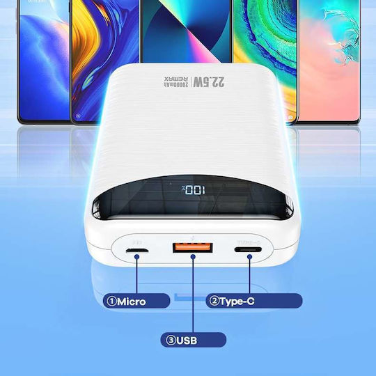 Remax Ii Series Power Bank 10000mAh 22.5W Power Delivery / Quick Charge 3.0 White view 3