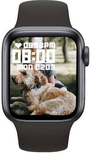 Andowl Watch8 44mm with Heart Rate Monitor (Black)