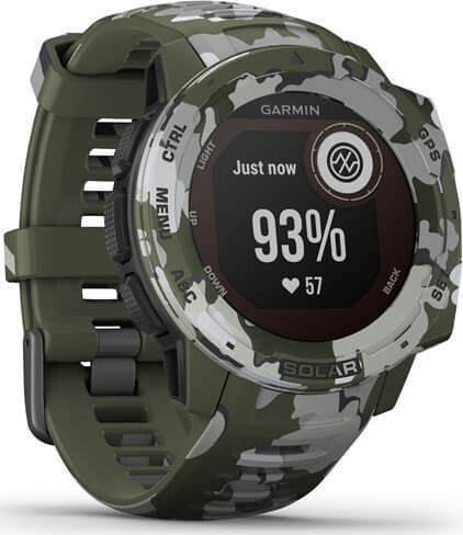 Garmin Instinct Solar 45mm Waterproof Smartwatch with Heart Rate Monitor (Lichen Camo) vue 3