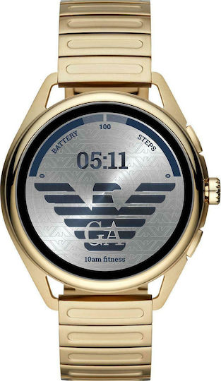 Emporio Armani Matteo Stainless Steel 44mm Smartwatch with Heart Rate Monitor (Gold) view 1