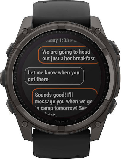 Garmin Fenix 8 Solar Titanium 51mm Waterproof Smartwatch with Heart Rate Monitor (Sapphire, Carbon Grey Dlc Titanium With Black/pebble Grey Silicone Band)