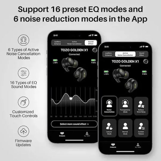 Tozo Golden X1 In-ear Bluetooth Handsfree Earphones with Sweat Resistance and Charging Case Black Ansicht 4