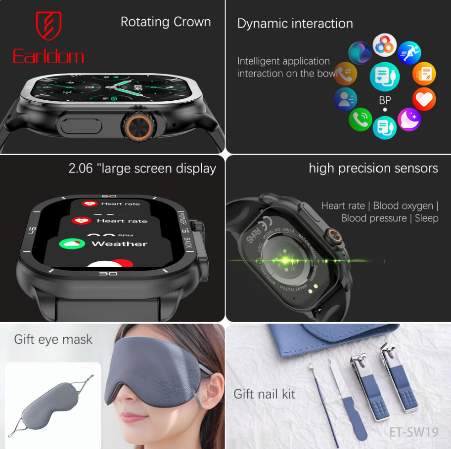 Earldom ET-SW19 Smartwatch with Heart Rate Monitor (Black) view 7