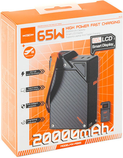 Moxom MX-PB185 Power Bank 20000mAh 65W with 2 USB-C Ports Power Delivery Black view 3