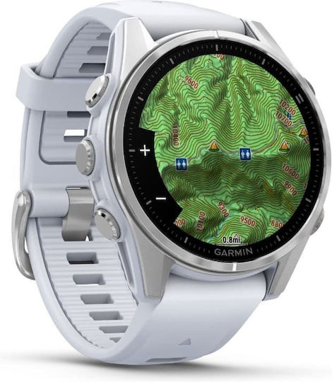 Garmin Fenix 8 Stainless Steel 43mm Waterproof Smartwatch with Heart Rate Monitor (Silver with Whitestone Silicone Band) view 3