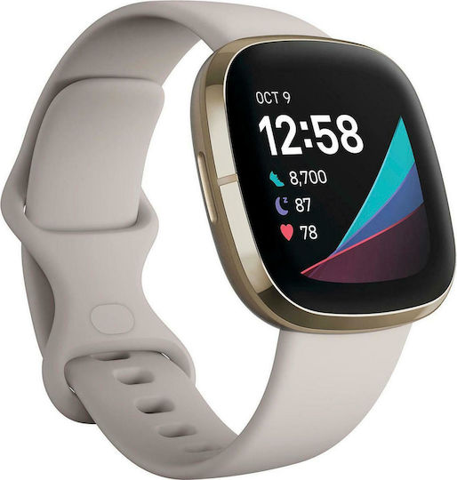 Fitbit Sense Stainless Steel 40mm Waterproof Smartwatch with Heart Rate Monitor (White) view 1