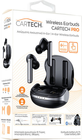 Cartech Pro In-ear Bluetooth Handsfree Earphones with Charging Case Black view 2