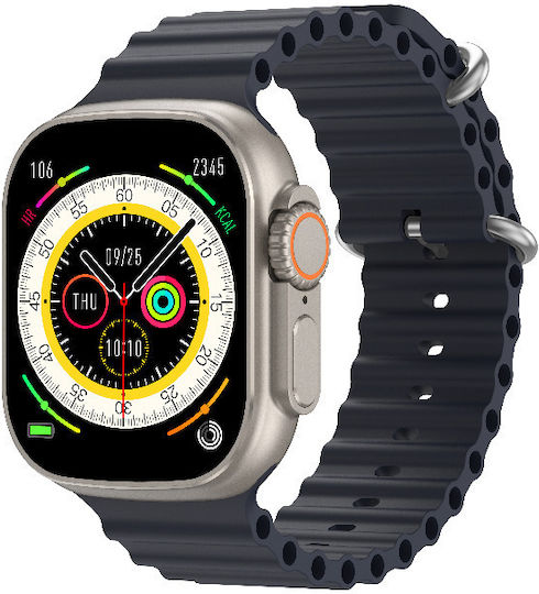 Riversong 8 Ultra Smartwatch with Heart Rate Monitor (Midnight Black / Orange Strap) view 2