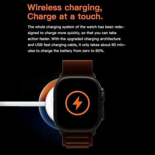 Techancy Tw8 Ultra Smartwatch with Heart Rate Monitor (Black) view 2