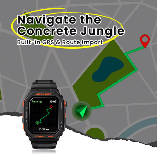 Zeblaze Ares GPS 47mm Smartwatch with Heart Rate Monitor (Black) view 4