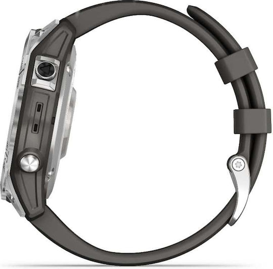 Garmin Fenix 7 Stainless Steel 47mm Waterproof Smartwatch with Heart Rate Monitor (Silver with Graphite Band) view 8