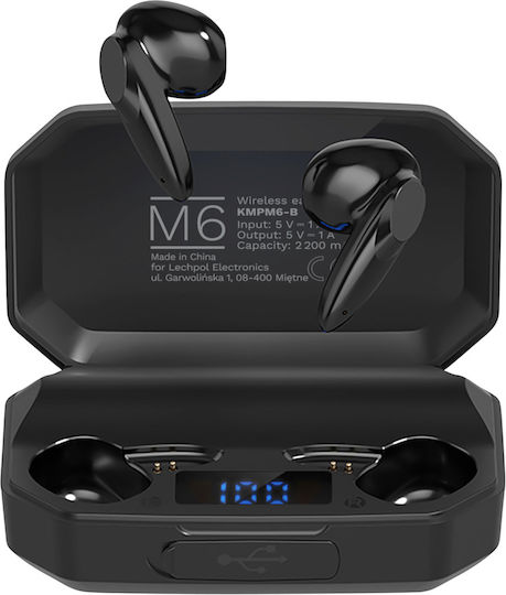 Kruger & Matz M6 Earbud Bluetooth Handsfree Earphones with Charging Case Black view 1