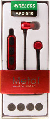 AKZ-S19 In-ear Bluetooth Handsfree Earphones Red view 1