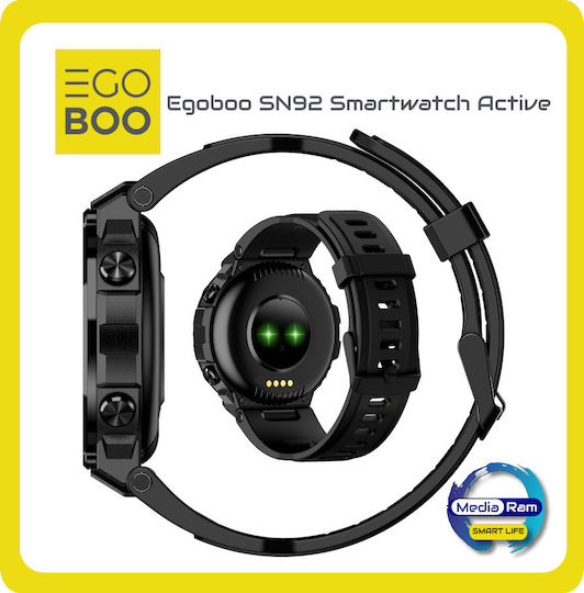 Egoboo SN92 Smartwatch with Heart Rate Monitor (Black) view 5