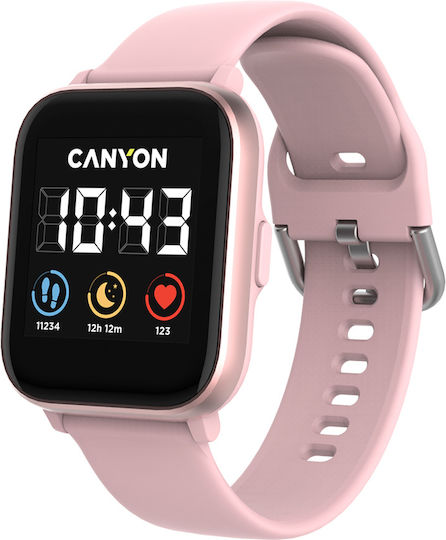 Canyon SW-78 Aluminium Waterproof Smartwatch with Heart Rate Monitor (Pink) view 2