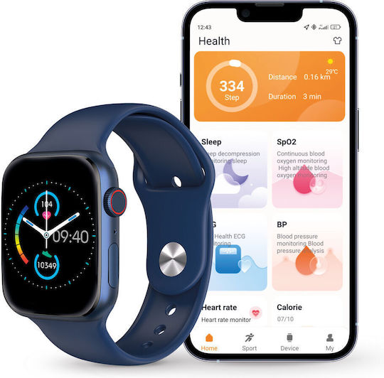 Ksix Urban 4 Aluminium Smartwatch with Heart Rate Monitor (Blue) view 3