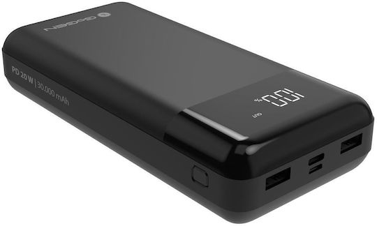 GoGEN Power Bank 30000mAh with 2 USB-A Ports and USB-C Port Black vista 2