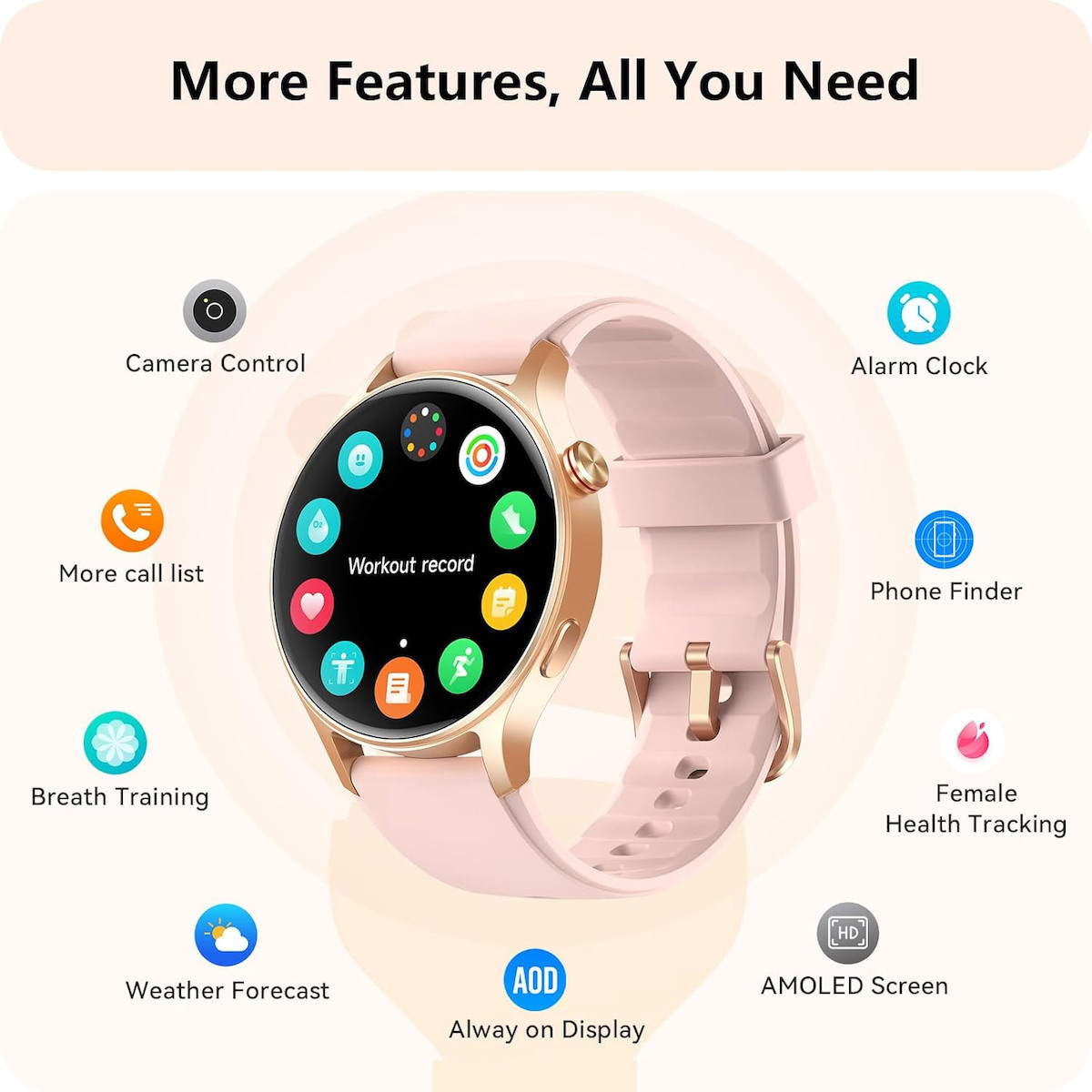 AEAC AR01 43mm Smartwatch (Pink) view 9