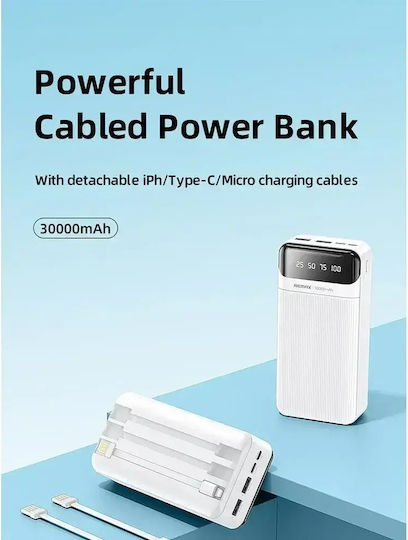 Remax RPP-103 Power Bank 30000mAh with 2 USB-A Ports and USB-C Port White view 5
