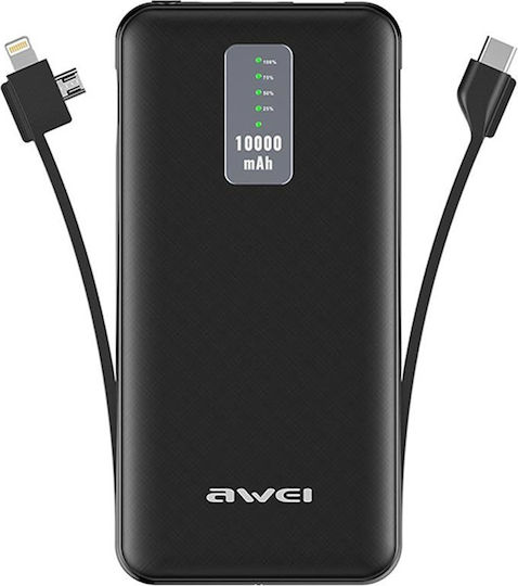 Awei P11K Power Bank 10000mAh with USB-A Port Black vista 2