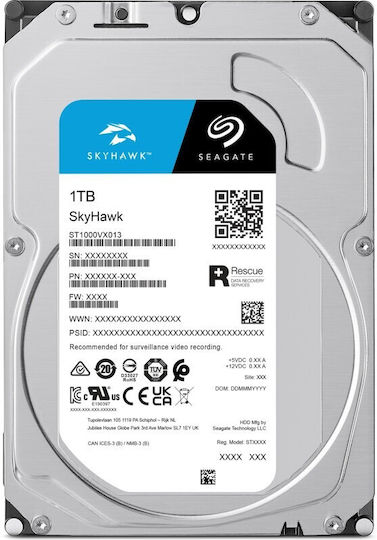 Seagate SkyHawk 1TB HDD Hard Drive 3.5" SATA III 5400rpm with 256MB Cache for Desktop / Recorder ST1000VX013 view 3