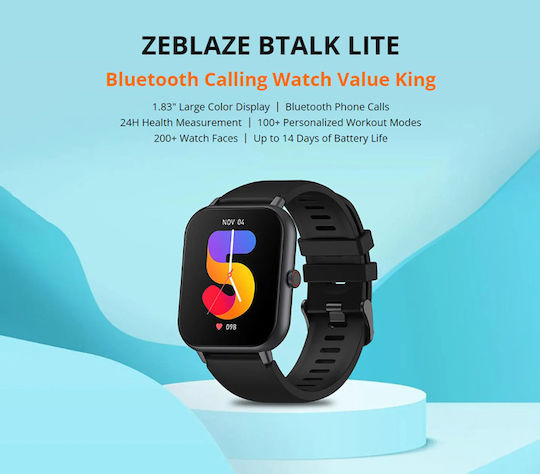 Zeblaze Btalk Lite Smartwatch with Heart Rate Monitor (Black) vista 9