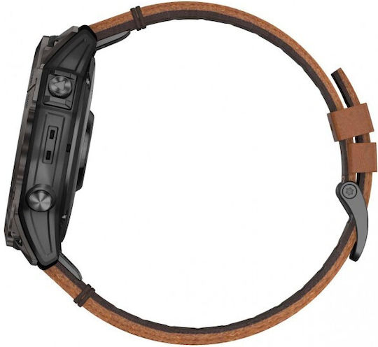 Garmin Epix Pro (Gen 2) Sapphire Edition Titanium 51mm Waterproof Smartwatch with Heart Rate Monitor (Carbon Gray DLC Titanium with Chestnut Leather) view 6