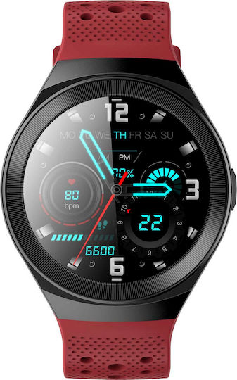 Jmsmart PJS0011R Stainless Steel 46mm Smartwatch with Heart Rate Monitor (Red)