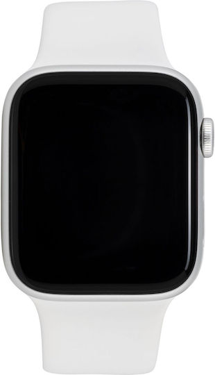 Apple Watch SE 2022 Cellular Aluminium 44mm Waterproof with eSIM and Heart Rate Monitor (Silver with White Sport Band) view 4