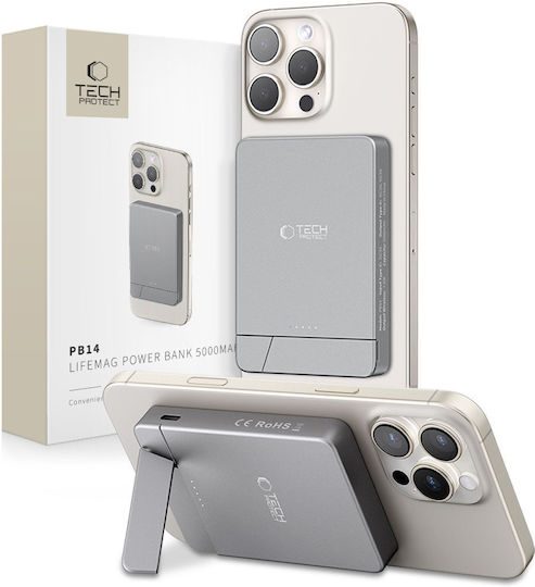 Tech-Protect PB14 MagSafe Power Bank 5000mAh 7.5W with USB-C Port Gray view 1