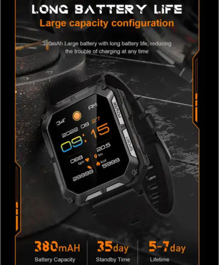 C20 Pro Smartwatch with Heart Rate Monitor (Black) vista 7